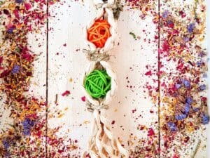 Hanging Cage Rattan Balls and Woven Corn Leaves Treat and Toy for Rabbit, Chinchilla, Hamster, Guinea Pig and Small Animals.