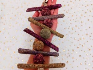 Timothy Hay Floral Grass Ball and Sticks Chew Hanging Cage Treats for Rabbit, Chinchilla, Hamster, Guinea Pig and Small Animals.